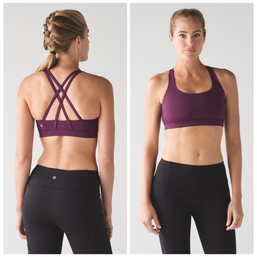 Lululemon Energy Bra Medium Support Plum Purple Workout Gym Sz 8